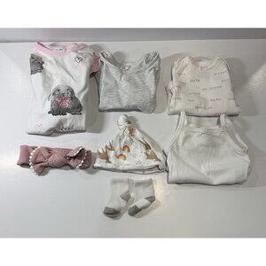 Brand Names Newborn Baby Girl Clothing Lot 0-3 mths 8 pieces Cute